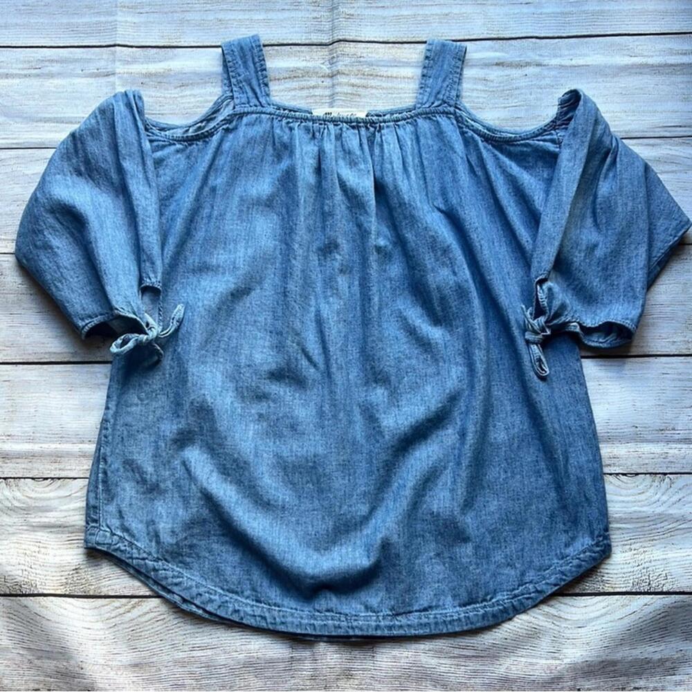 💚 Madewell Indigo Cold-Shoulder Top